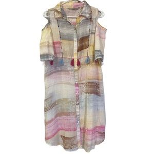 MELANGE Colour Me Boho MIDI Dress 100%Cotton size 10 Cream colors